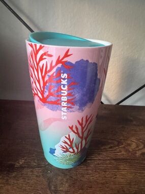 Starbucks Coral Reef Ocean Ceramic Travel Tumbler Mug 12 oz